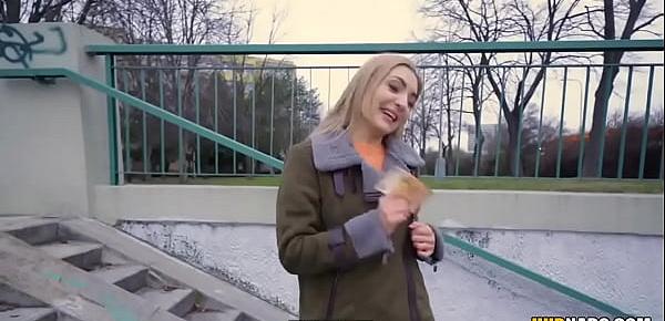  Sweet blonde girl fucks a complete stranger for some cash